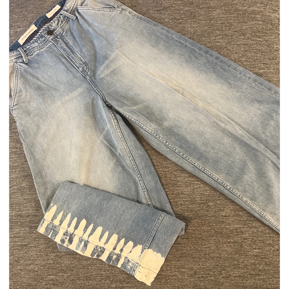 Anthropologie Pilcro High Rise Wide Leg Culotte Crop Bleach Hem Denim Jeans 29